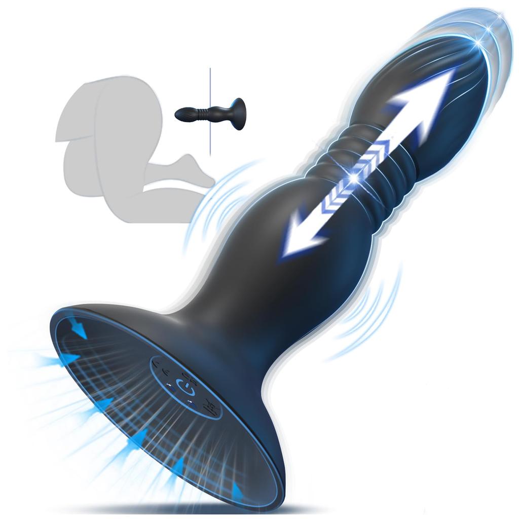 Remote Control Suction Cup Prostate Massager Butt Plug Thrusting Vibrating Anal Plug Stimulator Sex Toys for Men Couple Pussy