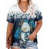 Summer Ladies Christmas 3D Printed V-Neck T-Shirt Fashion Versatile Trend Breathable Casual