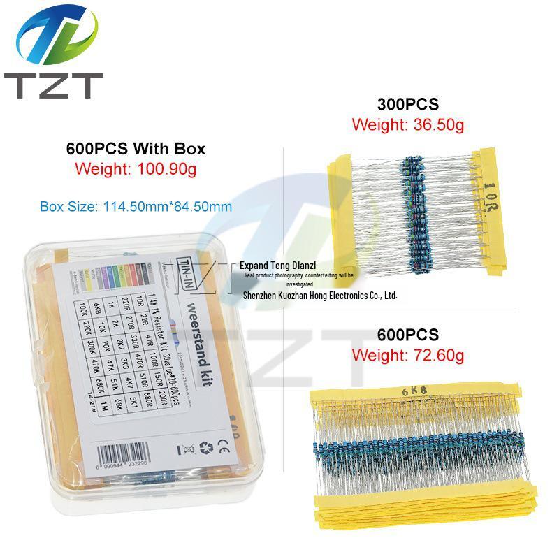 1% Precision Metal Film Resistor Pack: 30 Common 1/4W Five-Color Ring Values, 20 Pieces Each