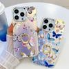 Electroplated Laser Butterfly for Apple 16E Mobile Phone Case Ring Holder for IPhone15promax Hard Case