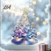 Gradient Blue Purple Tree Design Stained Glass Style Christmas Static Window Cling, Starry Sky Holiday Stickers Xmas Sticker, Reusable PVC Decor