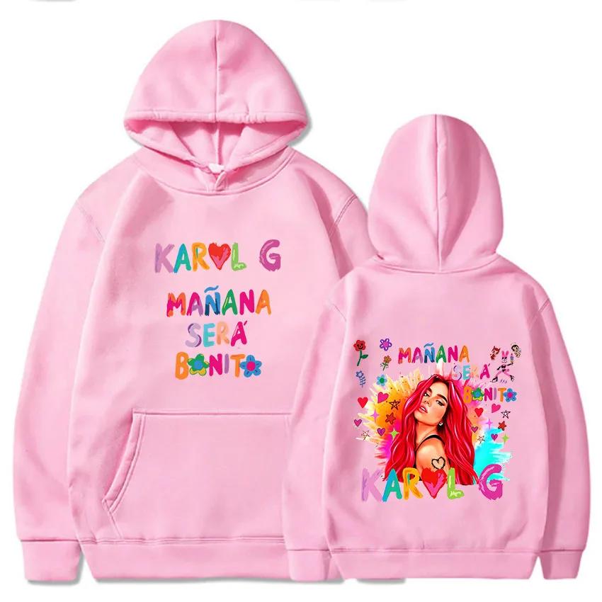 Karoll G Bichota Season Creative Letter Printing Sweatshirts for Men Ladies Photo Booth Long Sleeve Hooded Prevalent Hoodies Y2k