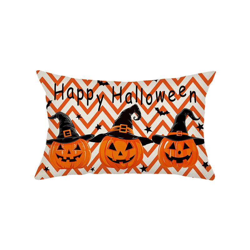 Funny Halloween Pillow Cover Printed Linen Pumpkin Cushion Cover Living Room Sofa Bedroom Pillow Cover
