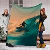 Surf Theme Printed Blanket - Perfect for Couch, Bed, Travel & Outdoor Use | Machine Washable, Cozy & Durable.
