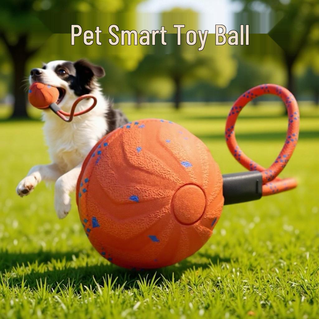 PetSmart Electric Dog Toy: Waterproof, Bite-Resistant E-TPU Bouncing Ball with Rope for Interactive Teething