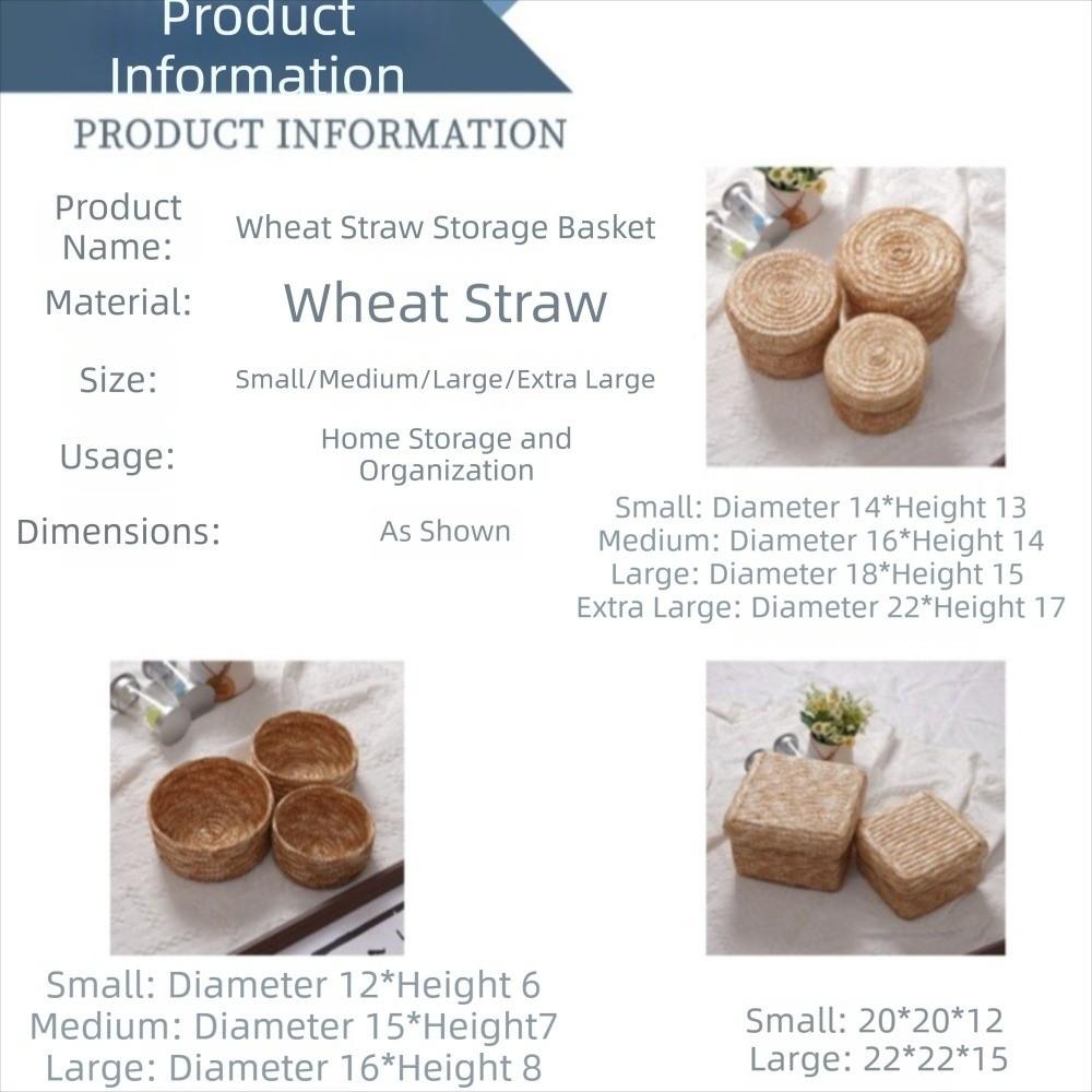 Handmade Woven Straw Storage Box Natural Straw Cosmetic Storage Container Home Decor