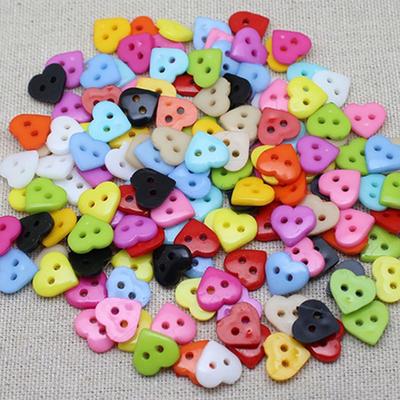 100PCs Heart Mixed Colors Resin Buttons Fit Sewing or Scrapbooking 10mm