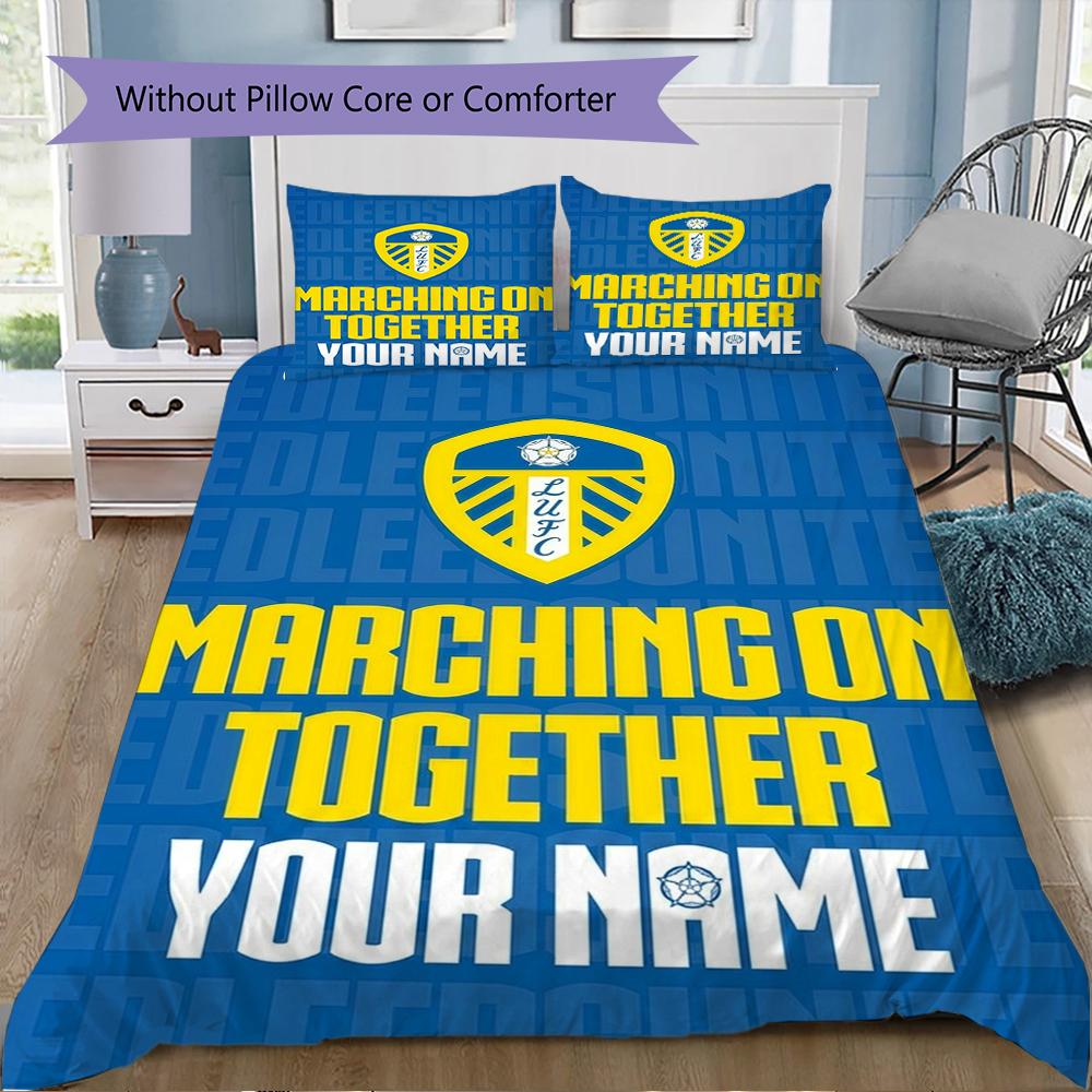 Gepersonaliseerd Naam Leeds United Beddengoed, Dekbedset Dekbedovertrek Kussensloop Huis Verjaardagscadeau(1 dekbedovertrek + 2 kussenslopen, zonder binnenkussen)_xia