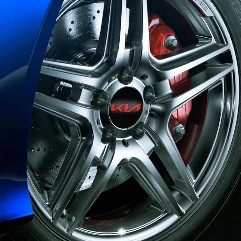 2026 Hot Car Sticker 4Pcs 56mm Car Wheel Center Hub Cap Badge sticker Auto styling For KIA EV6 Sorento Niro Stinger Ceed Carniva