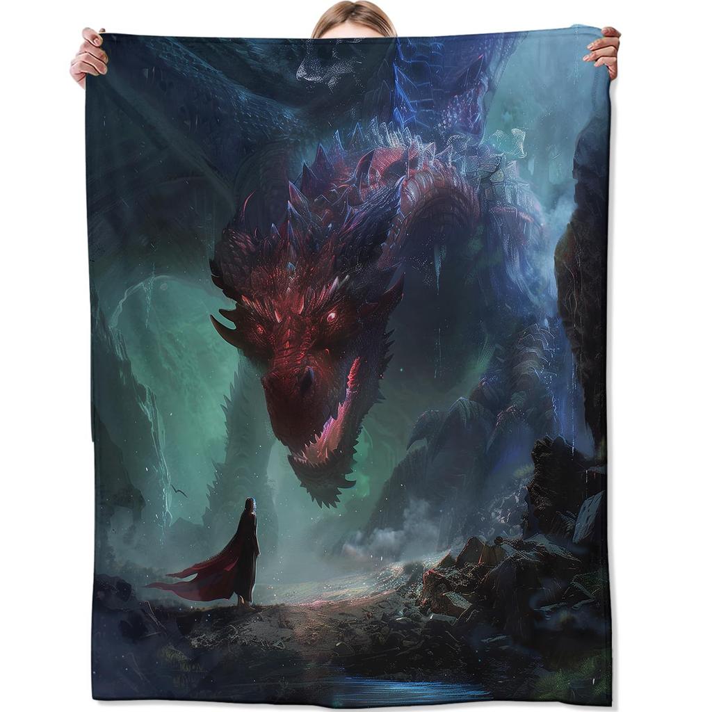 Cool black gold dragon blanket soft flannel blanket living room bedroom sofa office decoration blanket