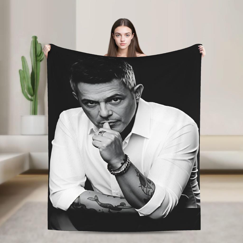 Alejandro Sanz Singer Flannel Blanket Soft Throw Blanket for Outdoor Camping Print Bedspread Sofa Bed Cover