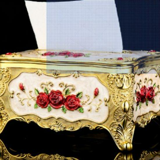 Gold Rim Napkin Tissue Dispenser Box - Creative Desktop Plastic Design