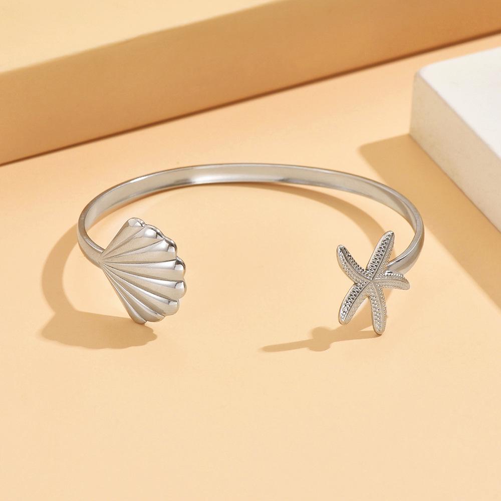 18K Gold Starfish & Scallop Resort Bracelet - Stainless Steel