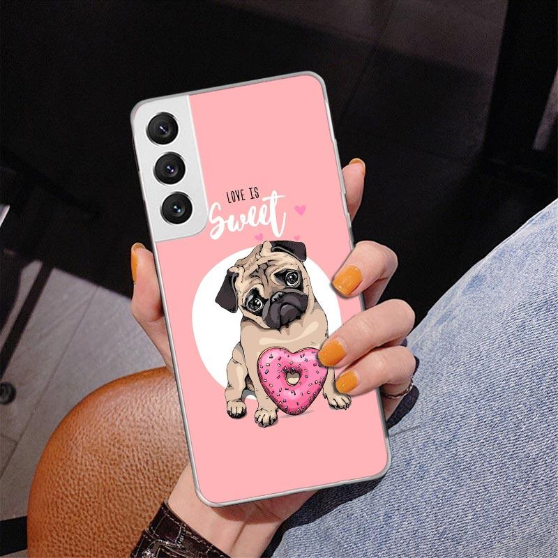 Love Pugs Cute Dog Phnoe Case for Samsung Galaxy S26 S25 Edge S23 S24 Ultra S22 Plus S21 S20 FE Unique Cover Soft Coque Galaxy S