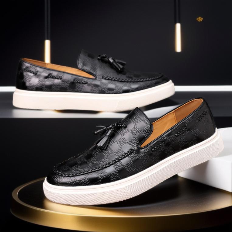 

New large size men s shoes white sole non-slip cover foot versatile casual leather shoes men s British style shoes men s board shoes 38