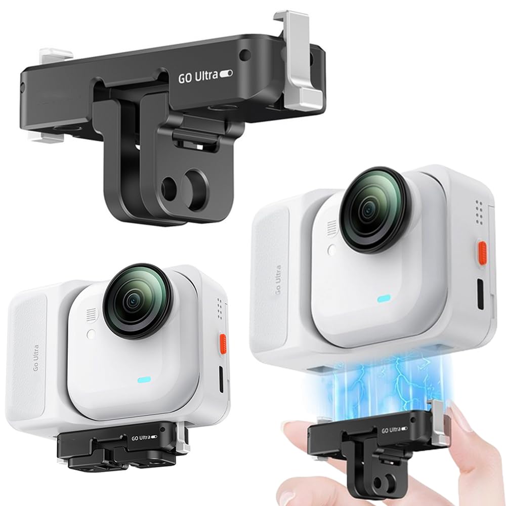

Insta360 Go Ultra Camera Compatible Quick Release Aluminum Folding Camera Magnetic Extension Silicone Shock Mount, Metal, 1/4 Screw, Mount, Mount,