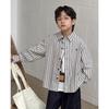 Kids Long Sleeve Striped Embroidered Cotton Shirt Casual Top