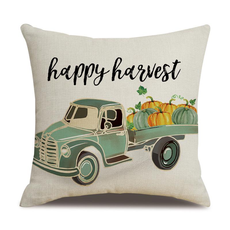 Thanksgiving Linen Pillow Case Autumn Pumpkin Print Supply Pillow Cushion Cover Premium Durable Quality Useful