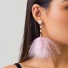 Ingemark Romantic Long Tassel Fluffy Feather Drop Earrings for Women Wed Elegant Boho Imitation Zircon Dangle Earring Y2K Zircon