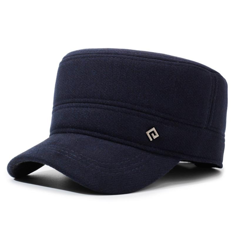 Men's Autumn Winter Hat Warm Cap Middle-Aged and Elderly Winter Ear Protection Flat Cap Outdoor Velvet Thick Cotton Cap