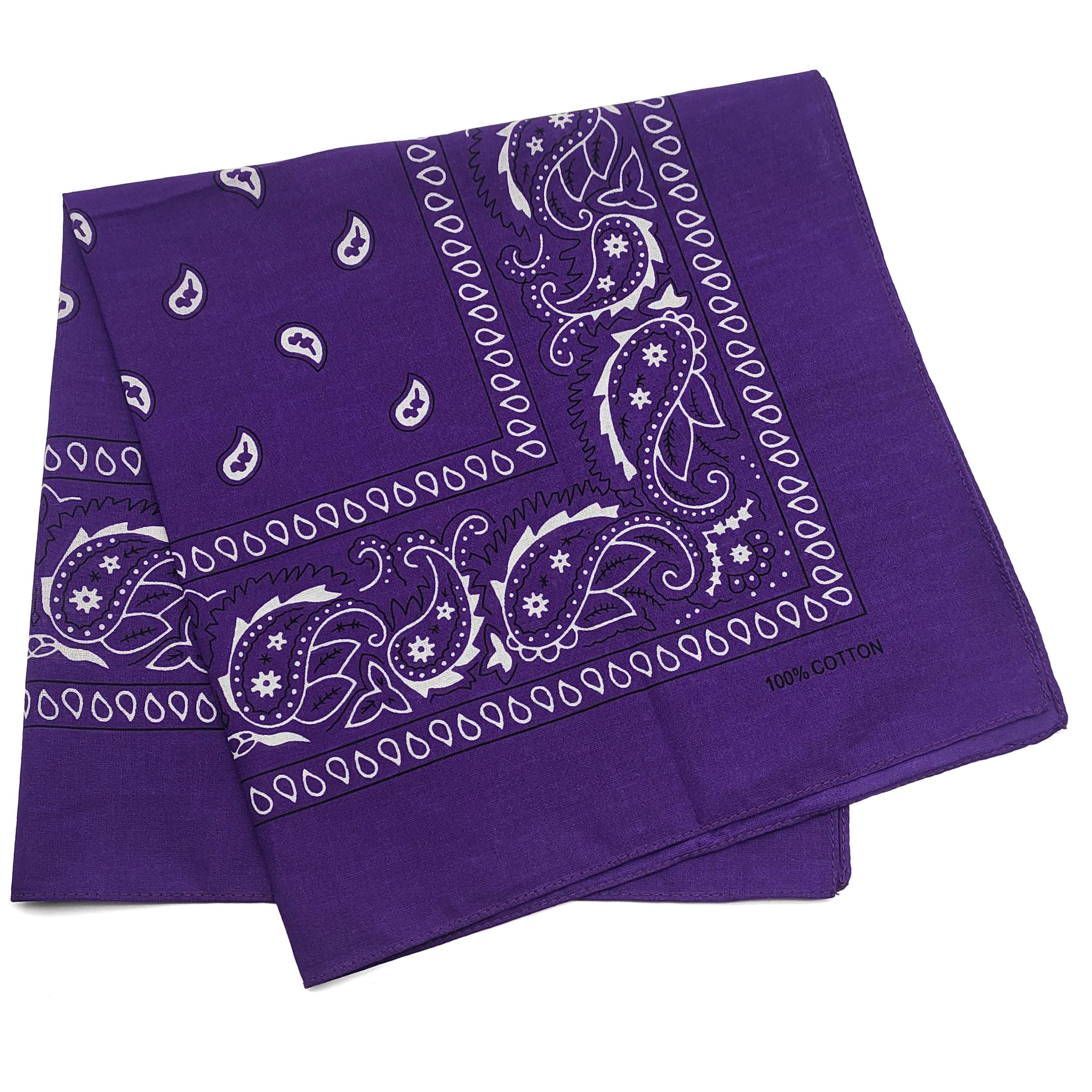 Trifong Bandana Purple Paisley Cotton 100% Large 55cm x 55cm