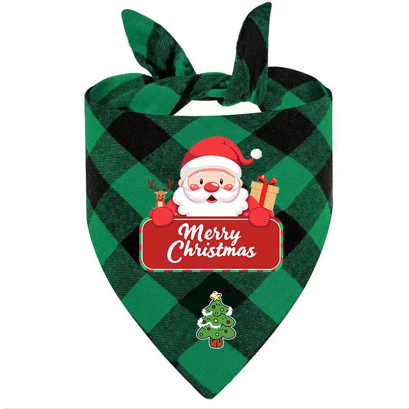 Customizable Plaid Christmas Pet Scarf - Personalized Triangle Bib for Dogs and Cats
