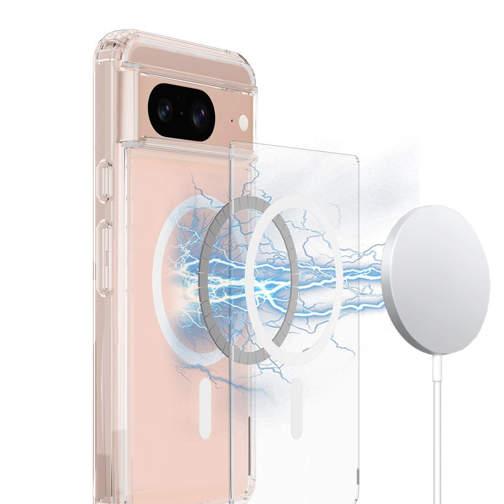For Google Pixel 8 Magnetic Case Transparent Phone Cover Compatible with MagSafe