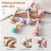 Baby Toys Wooden Rattles Silicone Ring Baby 0 12 Months Toys Rattles Teether Sensory Toys for Baby Wooden Teether for Baby Gifts
