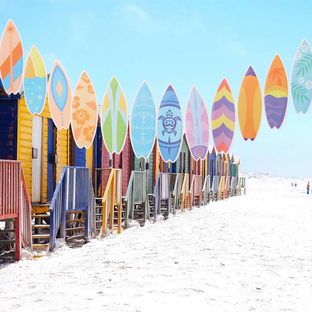 60 Stück Sommer-Thema Hawaiianische Surfbrett-Aufkleber Wasserdicht Strandparty-Dekoration Poolparty