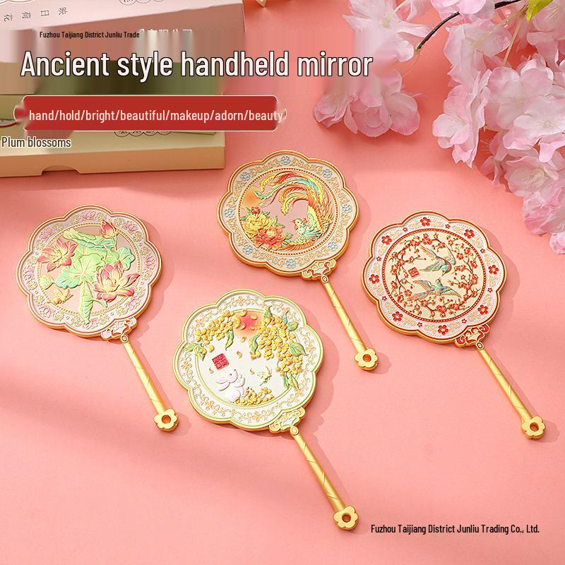 Handlicher Metall-Kosmetikspiegel im klassischen chinesischen Stil - Tragbares kulturelles Souvenir
