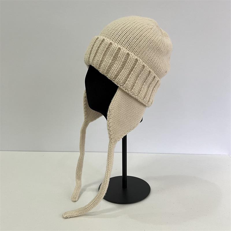 Winter Face Small Lei Feng Hat Women's Knitted Wool Hat Winter Belt Cycling Flying Hat Thermal Ear Hat