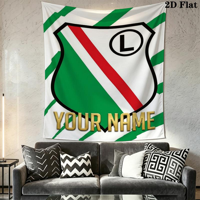 Custom Name Legia Warsaw Wall Tapestry Aesthetic Wall Hanging Printed Fabric Blanket Decorative Tapestries for Bedroom Living Room Home Decor
