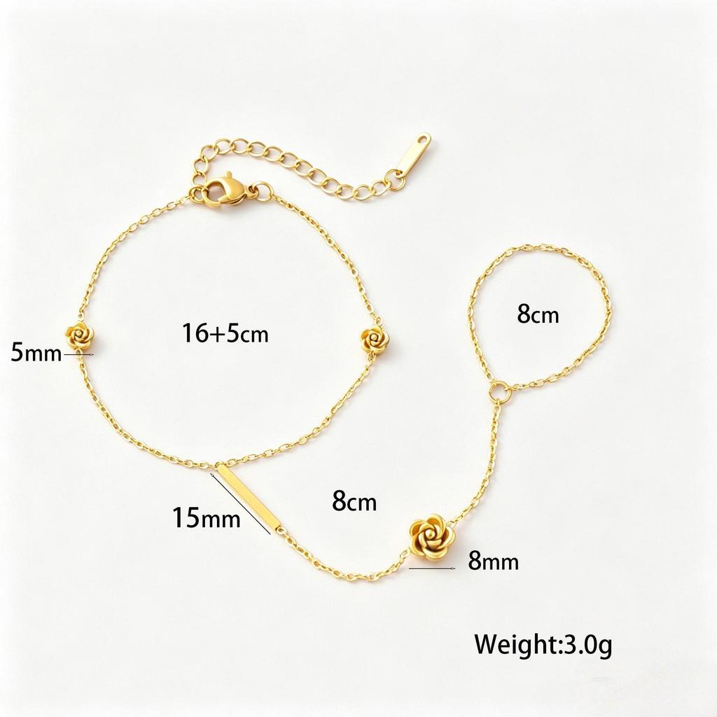 Gold-Plated Double Layer Thin Chain Stainless Steel Hand Chain Jewelry