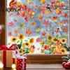 Indoor Holiday Window Ornaments Autumn Harvest Decals, Sunflower Maple Leaf Pumpkin Bird Static Cling Stickers, Easy Application Glass Art Reusable