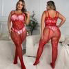 Sexy Fishnet Bra One-piece Crotchless Panty Set Erotic Body Stockings Women  Transparent Lingerie Porn Open Tights Underwear