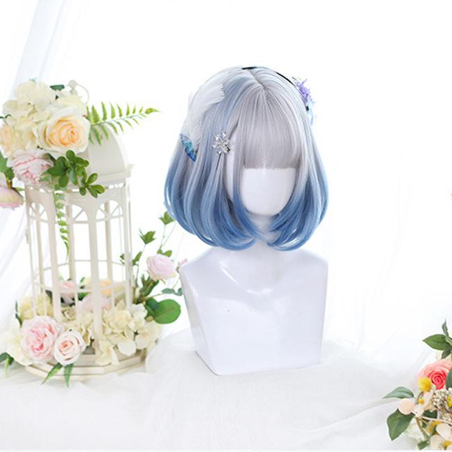 

Bybrana Женские короткие волосы с челкой, трехцветные синтетические волосы с внутренней пряжкой, милые и натуральные 35cm