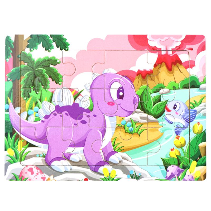 12 Wooden Puzzles, Educational Toys for Children, Early Education Cartoons, Animals, Traffic Cognition, Flat Wooden Puzzles