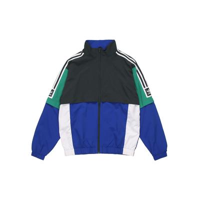 Jaqueta corta-vento retrô Colorblock Trefoil Originals V1 Masculina Azul Preto EC7329