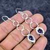 Blue Topaz Gemstone Handmade 925 Sterling Silver Jewelry Earring 2.64" M-3304
