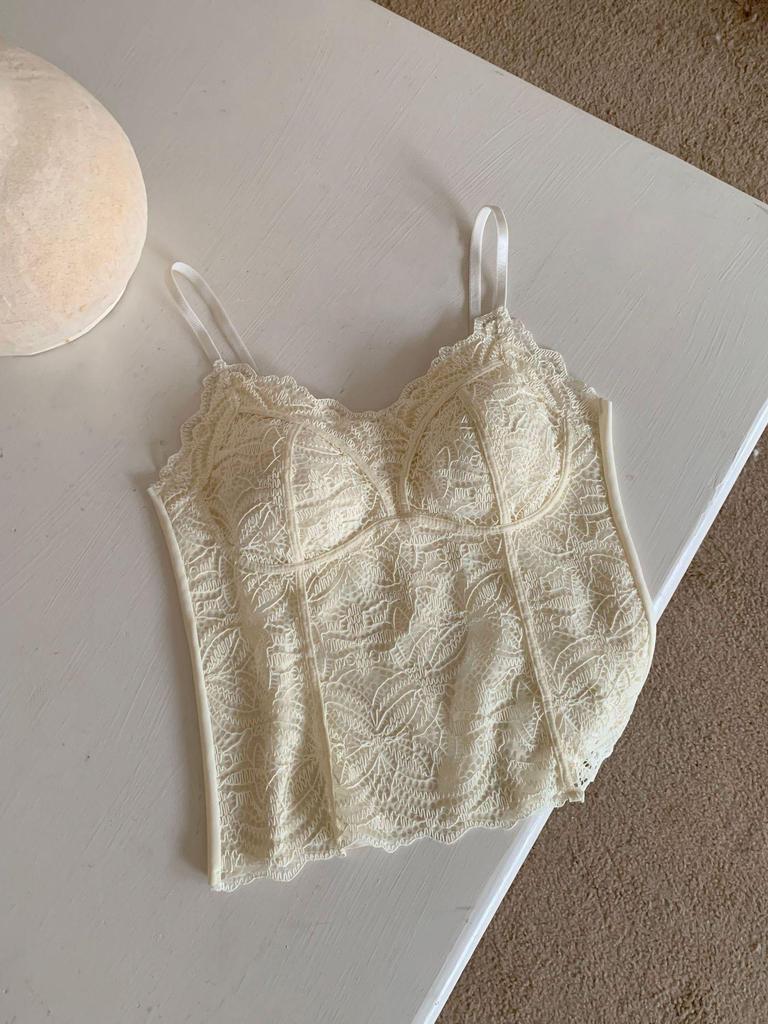 Spring-Summer Sexy Lace Push-Up Spaghetti Strap Vest with Chest Pads and Slimming Bandage Back