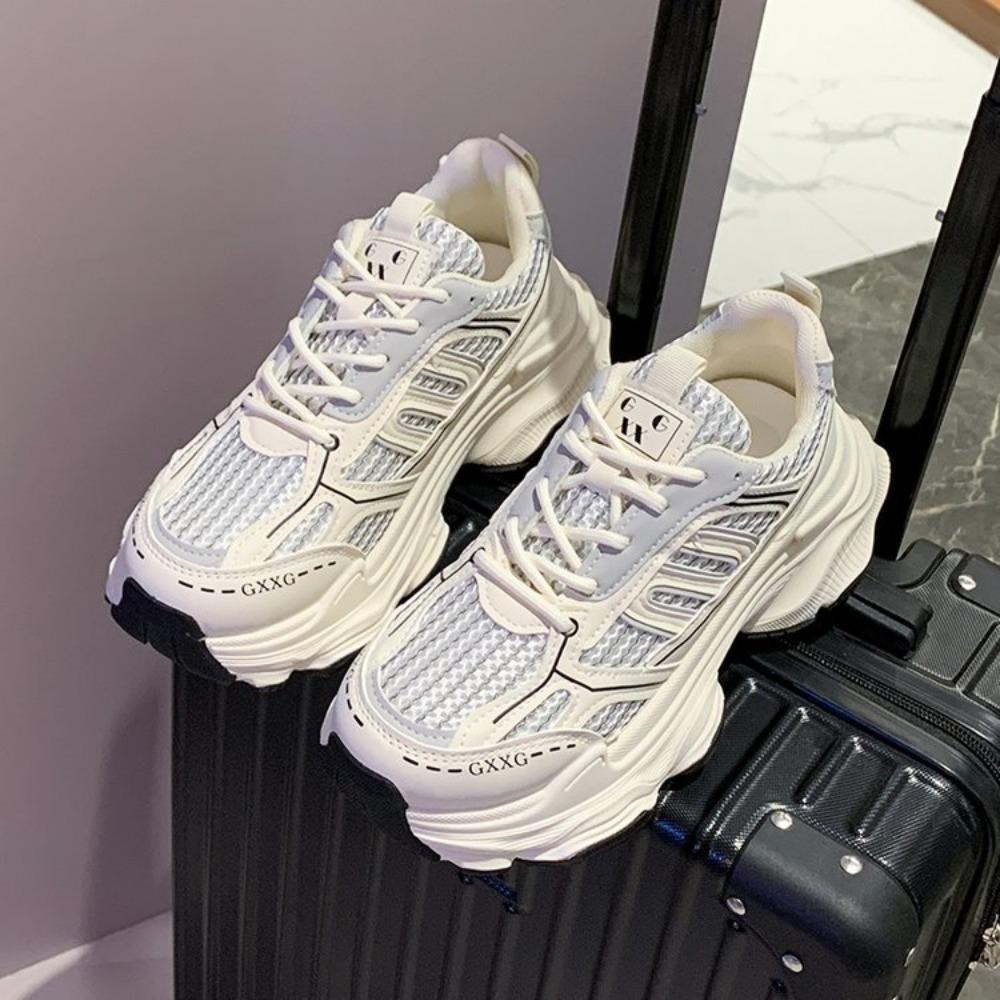 Trend Casual Mom WHITE Autumn Spring Sports Running Chunky Sneakers Women Shoes Platform Sports Women Vulcanized Shoes Lace Up