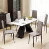 Set of 6 Modern High-Back Dining Chairs In Faux Leather and Steel. 41x50x97cm. Grey