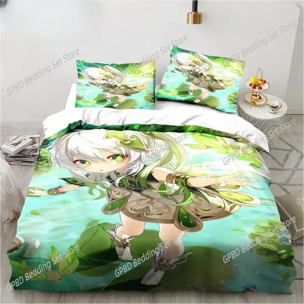 3D Print Genshin Impact Nahida Kawaii Nahida 3D Duvet Cover Bedding Set Comforter Linen Pillowcases Home Decor Twin King Queen