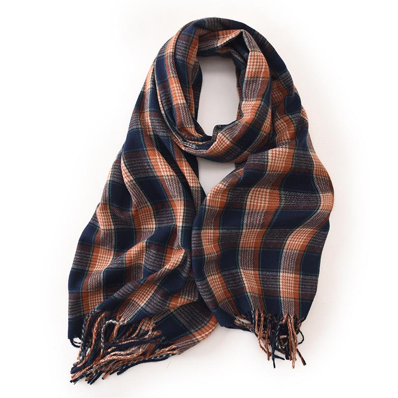 Autumn and winter imitation cashmere plaid scarf men and women 232025 new warm fringed scarf shawl scarf