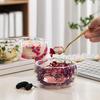 300ml Glass Bowl Double Walled Borosilicate Glass Bowl with Dried Flowers Artistic Decorative Soup Dessert Serving Bowl
