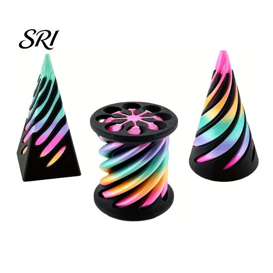 Spiral Stress Relief Toy 3Pcs 3D Printed Cone Figurine Impossible Passthrough Sculpture Vortex Thread Anxiety Gadget Illusion Mini Pyramid Cylinder