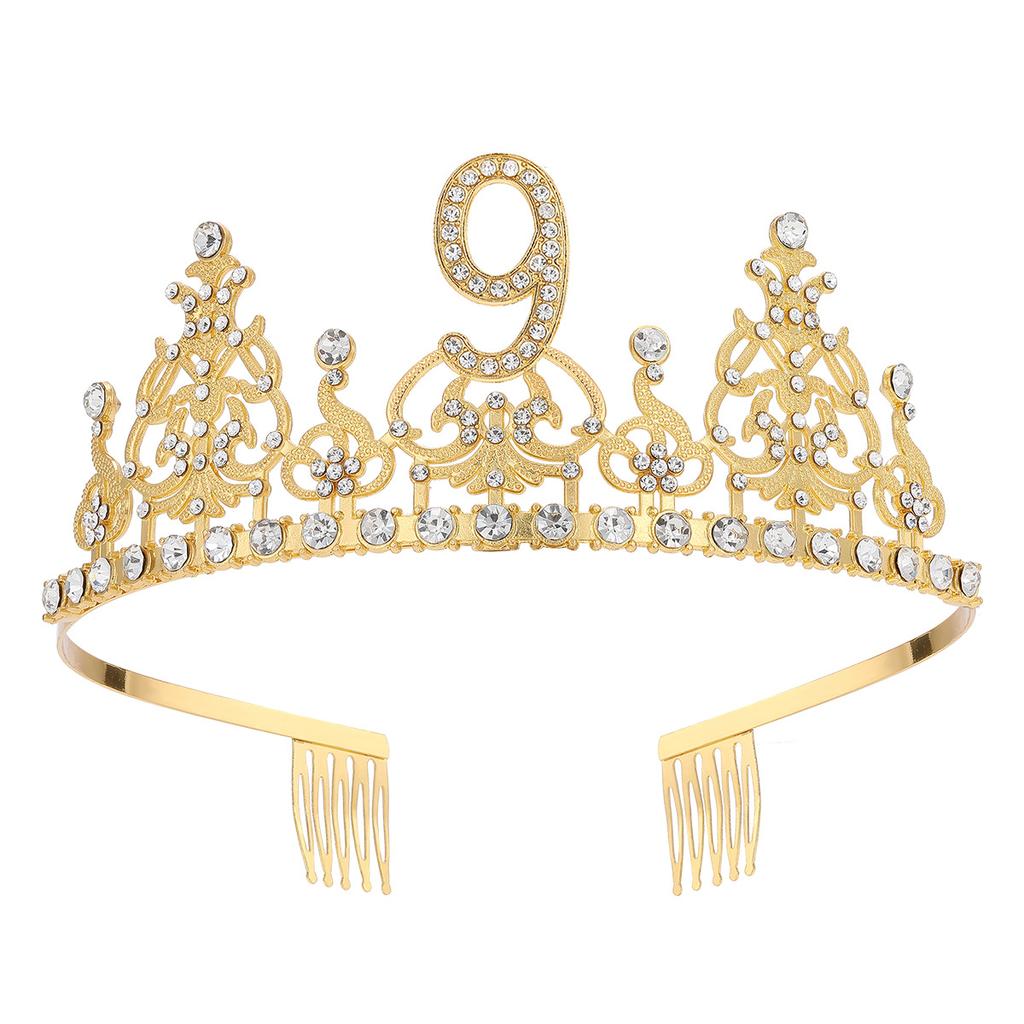 Fashion Alloy Digital Crown With Diamond Tiara 18Th Birthday Party Pearl Alloy Headband