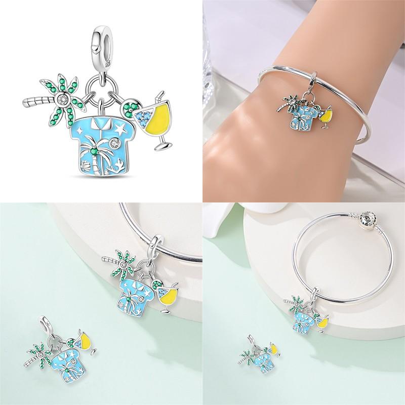 New 100% Copper Summer Cocktail Leisure Time Charms Fit Originalbracelet Diy Jewelry Making Women Gift