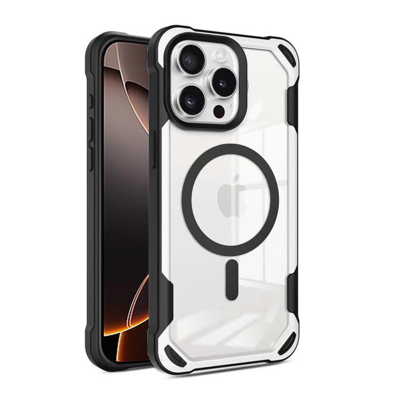 Stoßfeste transparente Handyhüllen mit Armor-Bumper für iPhone 16 15 14 13 12 11 Pro Max 16 Plus Hülle für Magsafe kabellose Ladeabdeckung