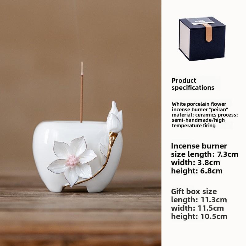Керамическая аромалампа «Лотос», ручная лепка, белая керамика, диффузор для палочек благовоний, дзен-арт-объект, декор для дома